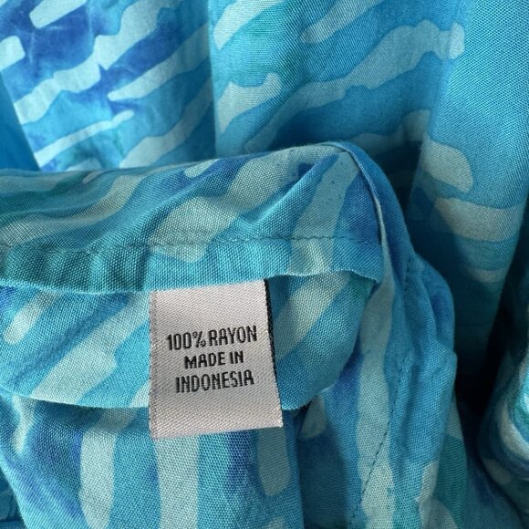 Island Importer surf batik island shirt XL Short Sleeve Button Front Rayon - Picture 6 of 6